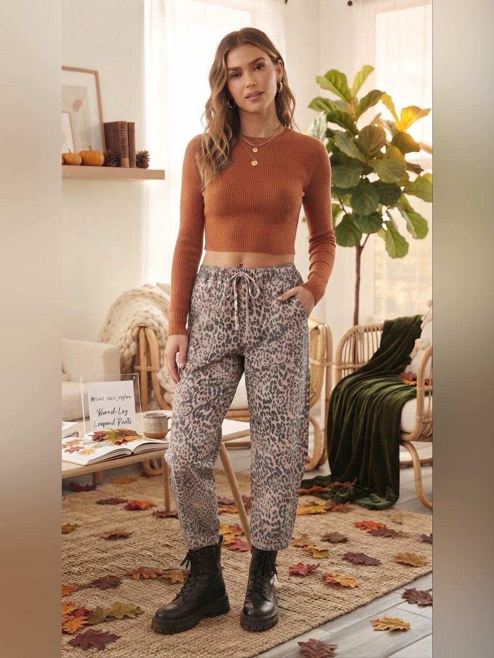 GAP Beige and Black Leopard barrel style Jeans